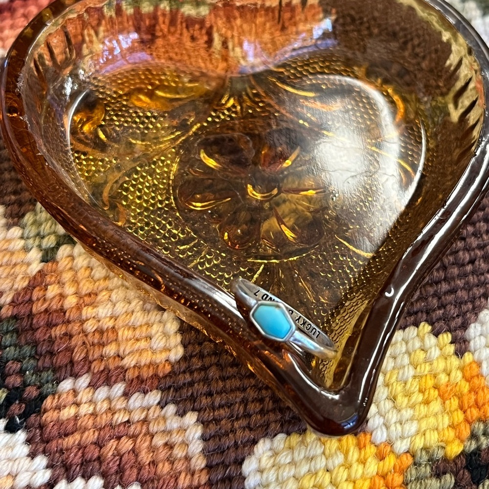 Lucky Brand Silver Ring with Turquoise Stone - Picture 3 of 5
